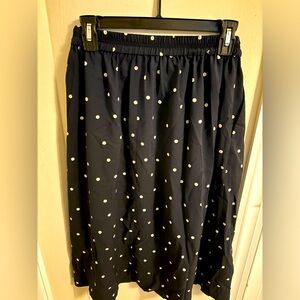 J Crew Navy Polka-Dotted Midi Skirt